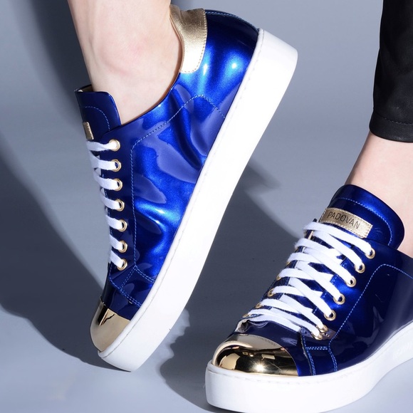 NIB Italian pink gold patent leather sneakers Sz 6 - Picture 5 of 5